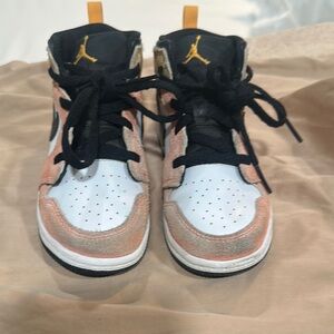 Jordan Kids' High-Top Sneakers - White, Black, and Gold